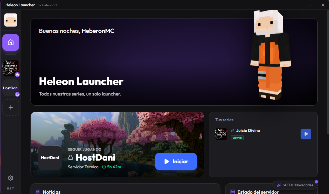 Captura de Heleon Launcher: inicio con tus series, noticias y novedades